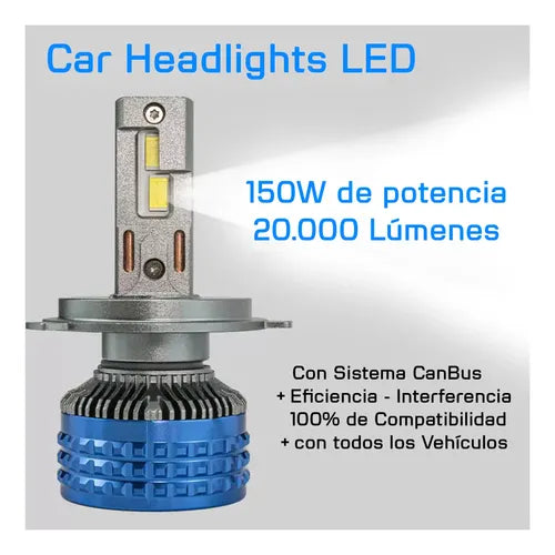 Kit Luces Led H7 Para Auto, 150w, 20.000 Lúmenes, Alta Poten